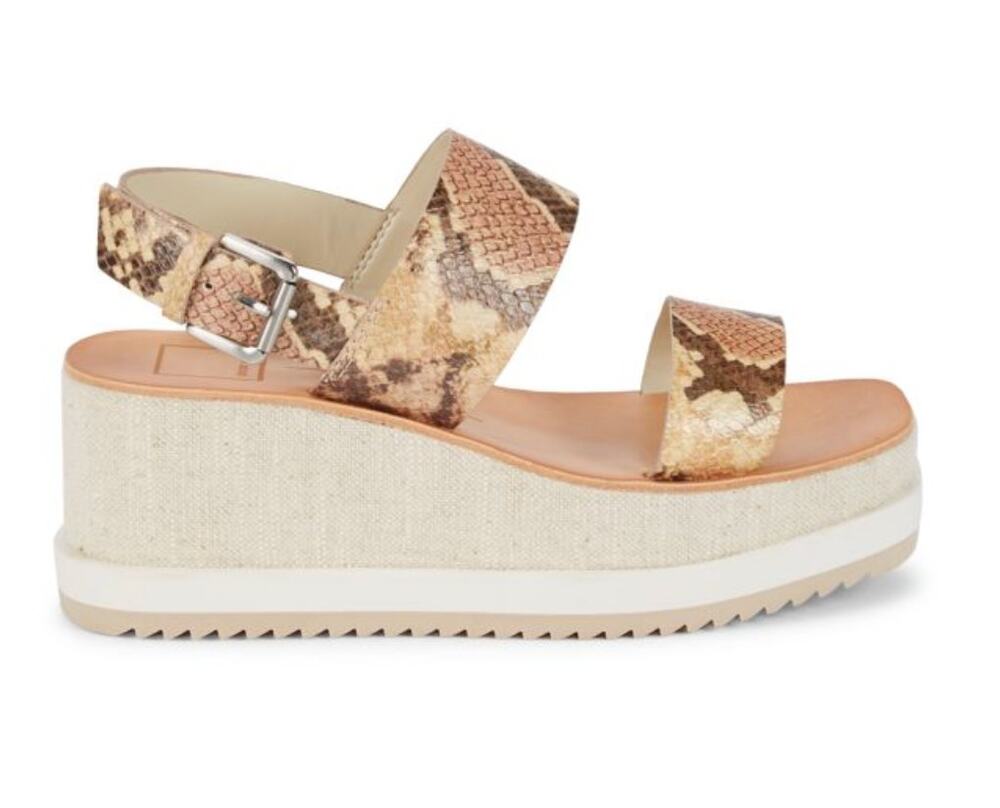 Dolce Vita Idrah Embossed Leather Sandals 8.5 Tan Beige Brown Platform 90s Y2K